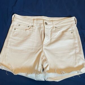 American Eagle Outfitters White Denim Shorts Distressed Hem